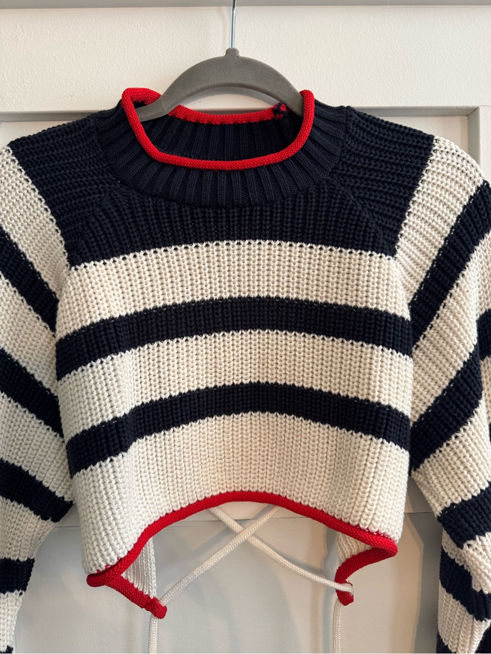 Zara Striped Open Back Cropped Sweater - Picture 2 of 8